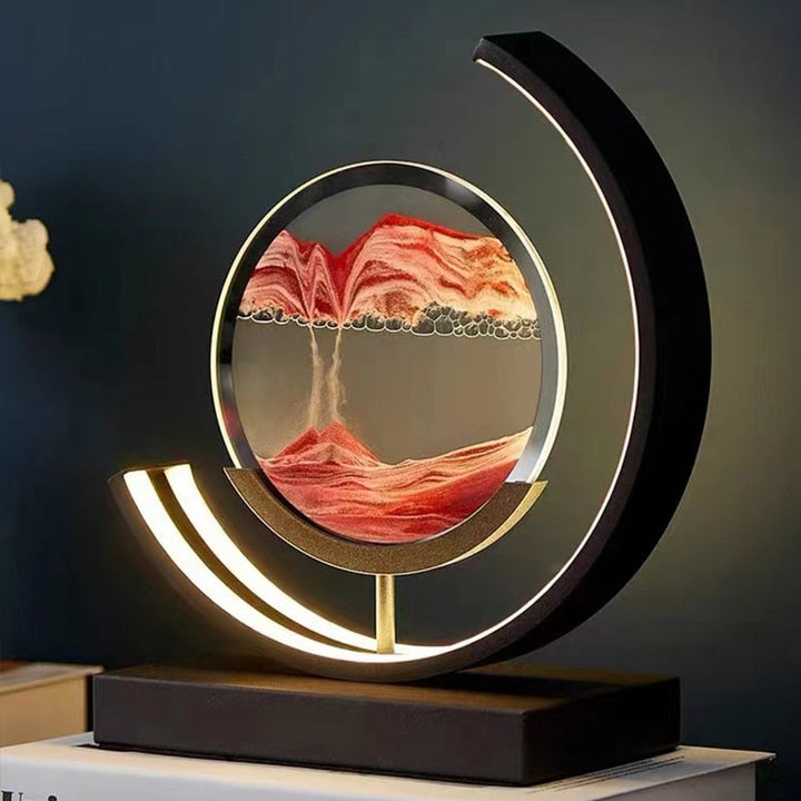 "Lampe de table élégante avec design sable mouvant coloré et dynamique, ambiance apaisante pour intérieur moderne."
