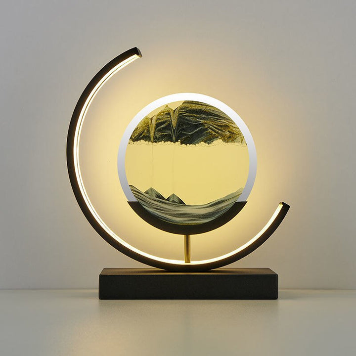 "Lampe de table élégante avec design sable mouvant coloré et dynamique, ambiance apaisante pour intérieur moderne."