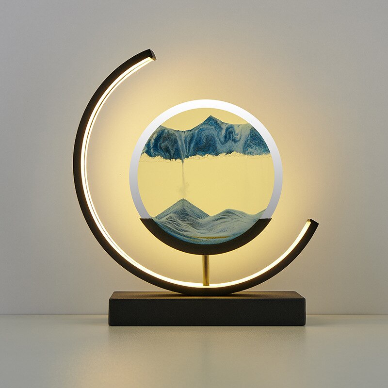 "Lampe de table élégante avec design sable mouvant coloré et dynamique, ambiance apaisante pour intérieur moderne."