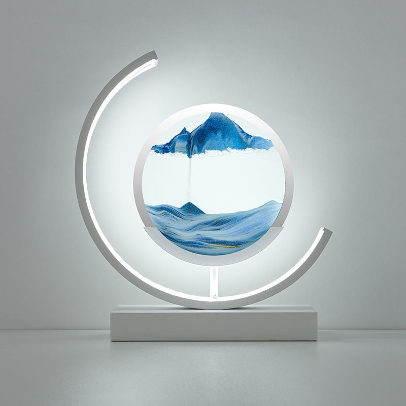 "Lampe de table élégante avec design sable mouvant coloré et dynamique, ambiance apaisante pour intérieur moderne."