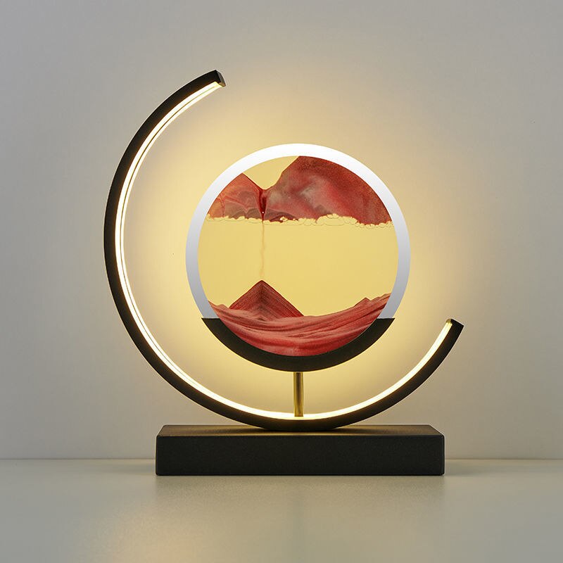 "Lampe de table élégante avec design sable mouvant coloré et dynamique, ambiance apaisante pour intérieur moderne."