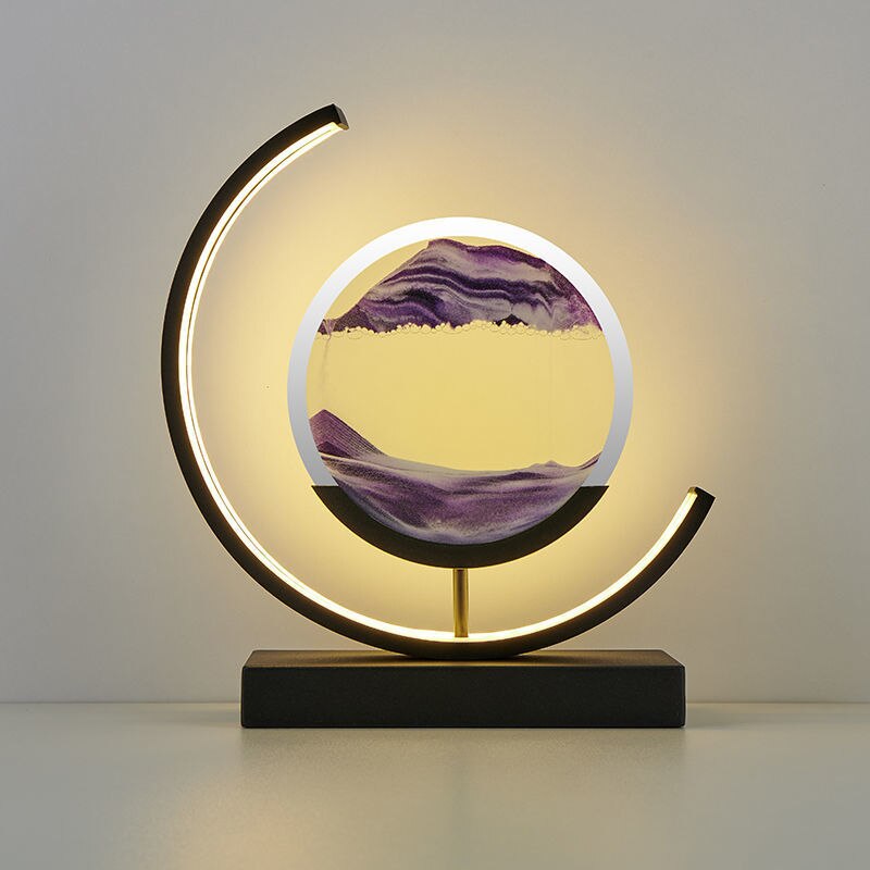 "Lampe de table élégante avec design sable mouvant coloré et dynamique, ambiance apaisante pour intérieur moderne."