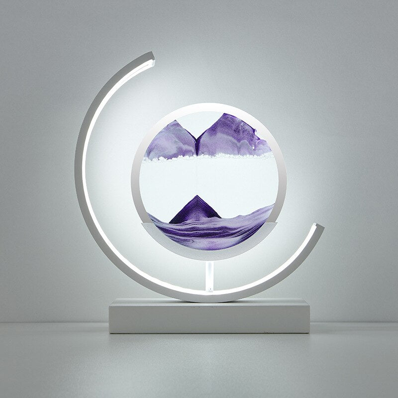 "Lampe de table élégante avec design sable mouvant coloré et dynamique, ambiance apaisante pour intérieur moderne."