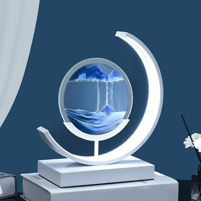 "Lampe de table élégante avec design sable mouvant coloré et dynamique, ambiance apaisante pour intérieur moderne."