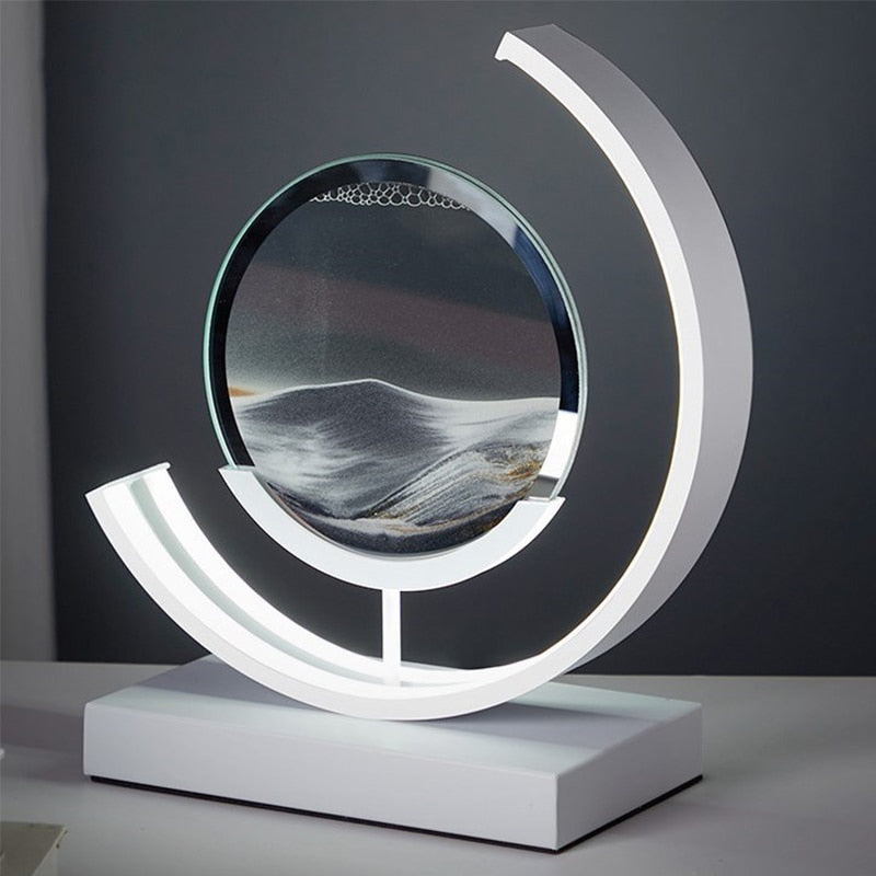 "Lampe de table élégante avec design sable mouvant coloré et dynamique, ambiance apaisante pour intérieur moderne."