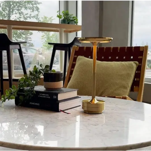 "Lampe de table moderne sans fil, intensité réglable, finition élégante en acier, pour intérieur ou extérieur IP66"
