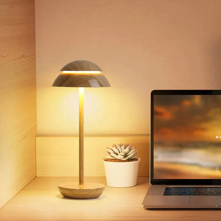 Lampe de table rechargeable design scandinave.  Éclairage doux, style minimaliste. Batterie longue durée.