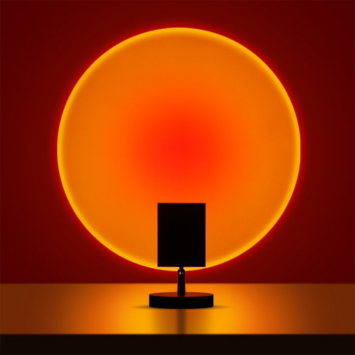 Lampe de table rétro, design coucher de soleil.  Lumière chaude et douce. Décoration élégante pour salon, chambre.