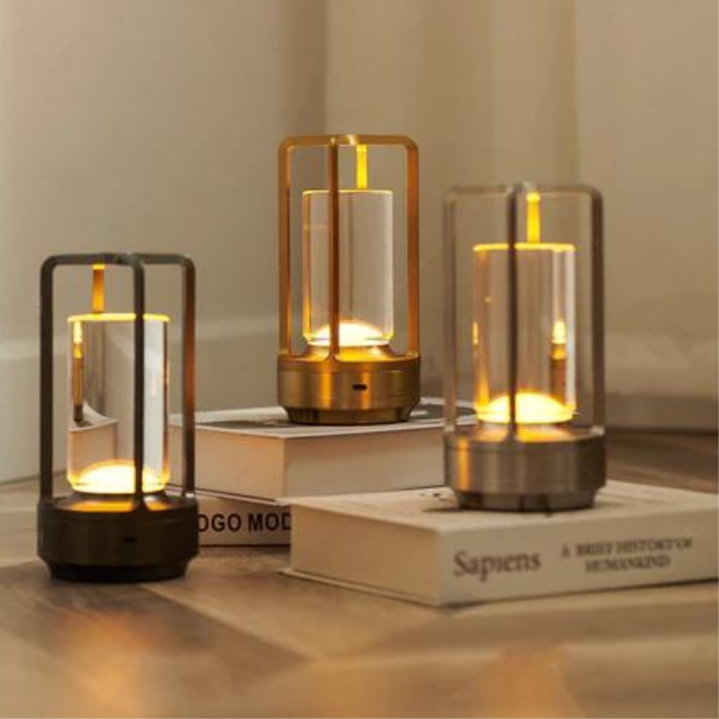 Lampe de table sans fil rechargeable. Design moderne, éclairage élégant.  Idéale intérieur/extérieur.