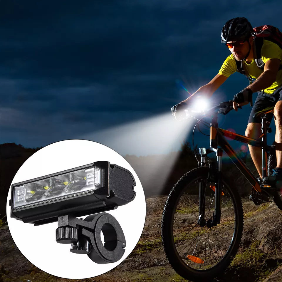 "Lampe de vélo LED LumeRide - Éclairage puissant, design ajustable, vue de face"