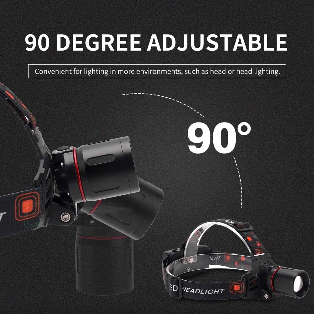 Lampe frontale LED rechargeable, 3 couleurs (blanc, rouge, vert), puissante et légère. Idéale randonnée, camping.