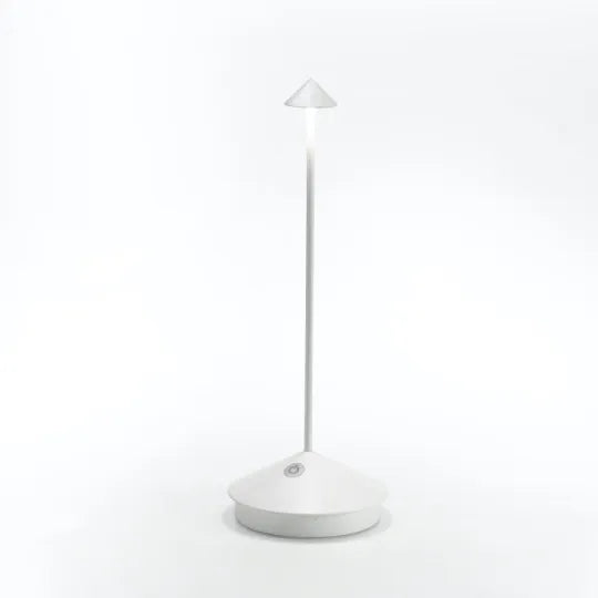 Lampe LED minimaliste, étanche et dimmable. Design moderne, blanc. Idéale intérieur/extérieur.