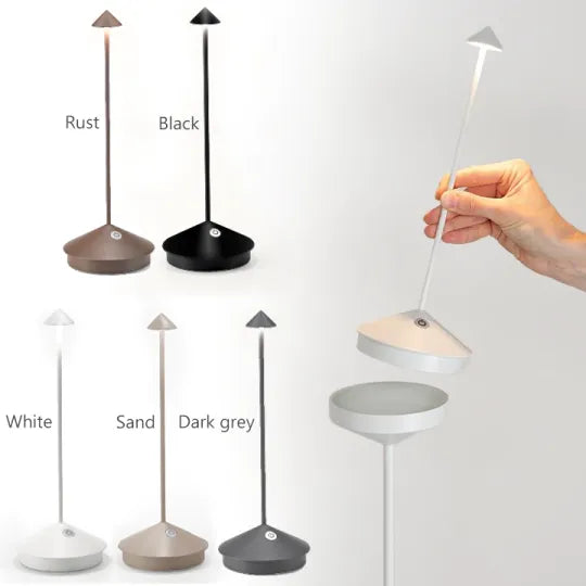 Lampe LED minimaliste, étanche et dimmable. Design moderne, blanc. Idéale intérieur/extérieur.