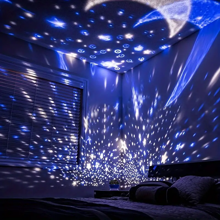 Lampe LED nuit, projecteur étoiles rotatif 360°.  Ambiance féerique garantie.