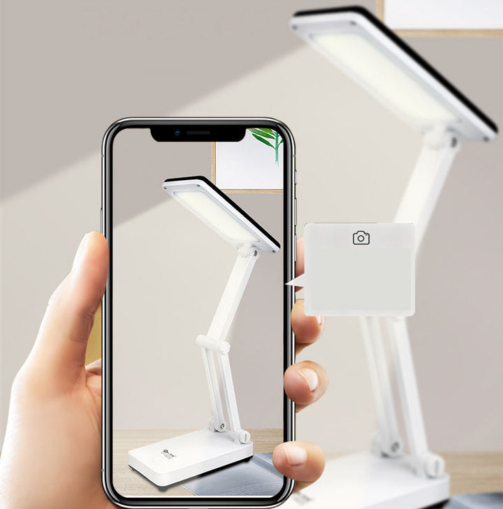 Lampe LED pliable solaire pour extérieur, design compact, ajustable, idéale camping, lecture, lumière d'urgence.