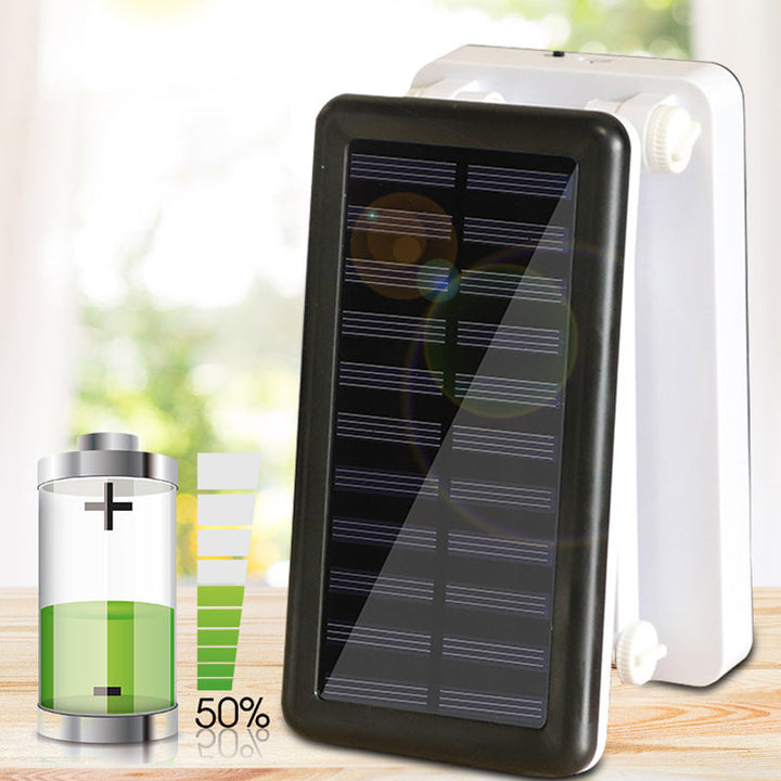 Lampe LED pliable solaire pour extérieur, design compact, ajustable, idéale camping, lecture, lumière d'urgence.