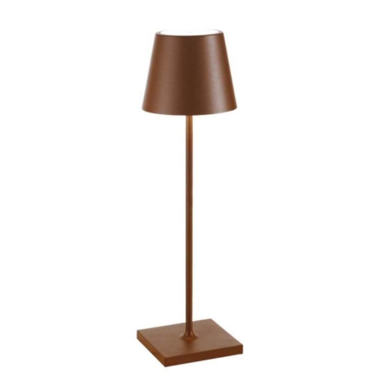 "Lampe LED sans fil Alexa, design moderne et élégant, étanche, couleur argent, éclairage doux et modulable, 38 cm de haut."