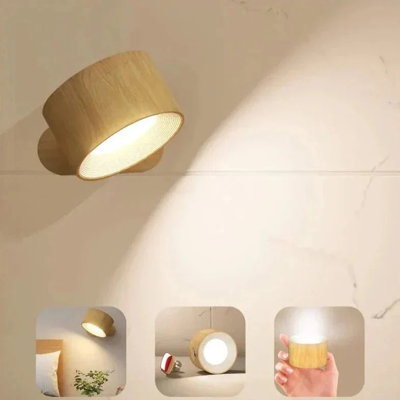 Lampe LED murale décorative. Sans fil, rechargeable, contrôle tactile. Éclairage pratique.