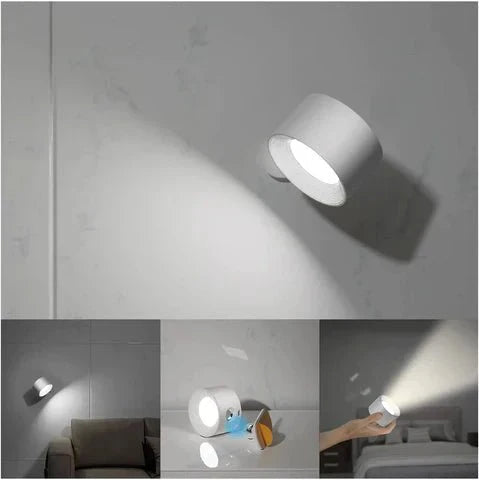 "Lampe murale LED sans fil blanche, magnétique, design moderne, facile à installer, idéale pour salon et couloir."
