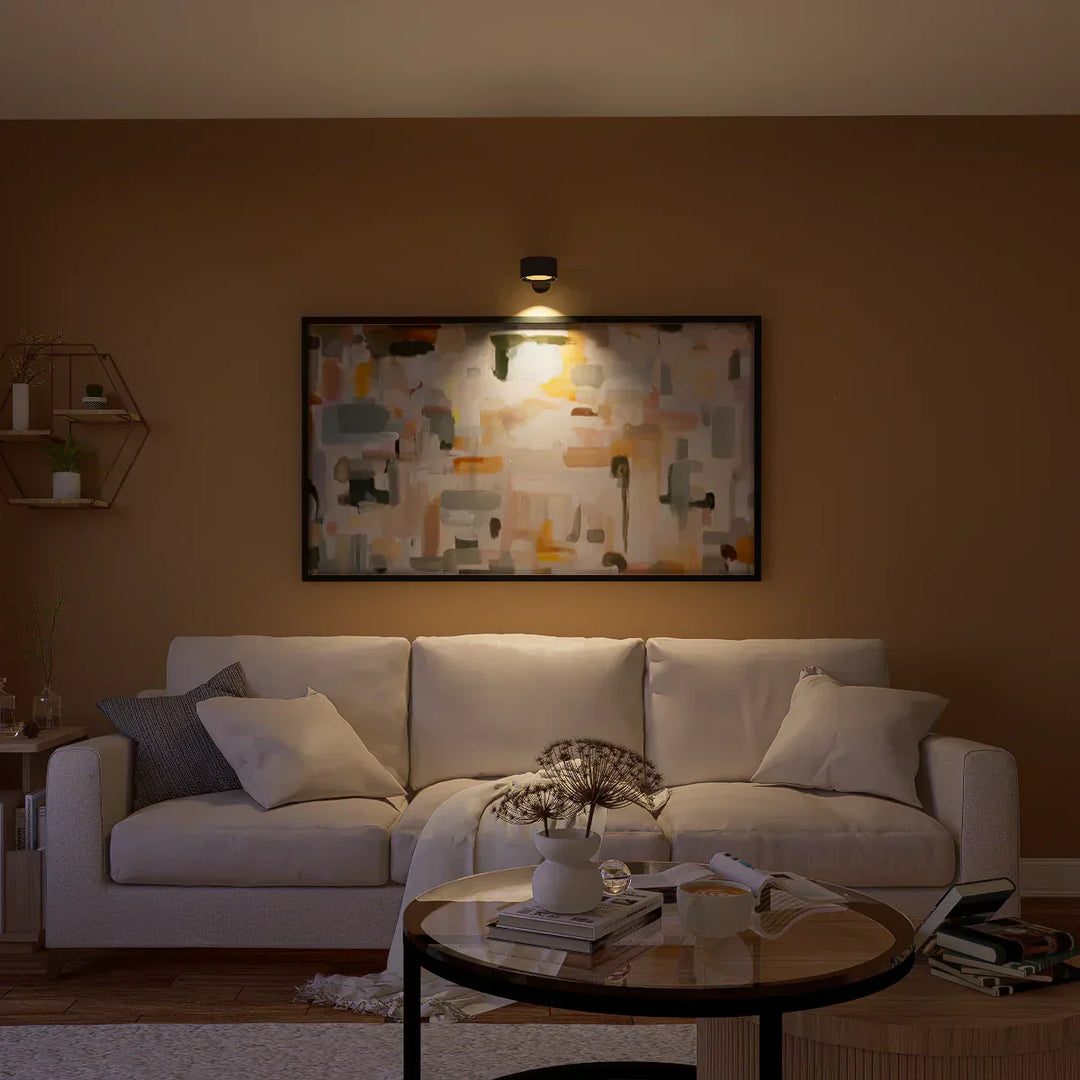 Lampe murale LED sans fil, design moderne minimaliste. Éclairage rotatif 360°, intensité réglable.