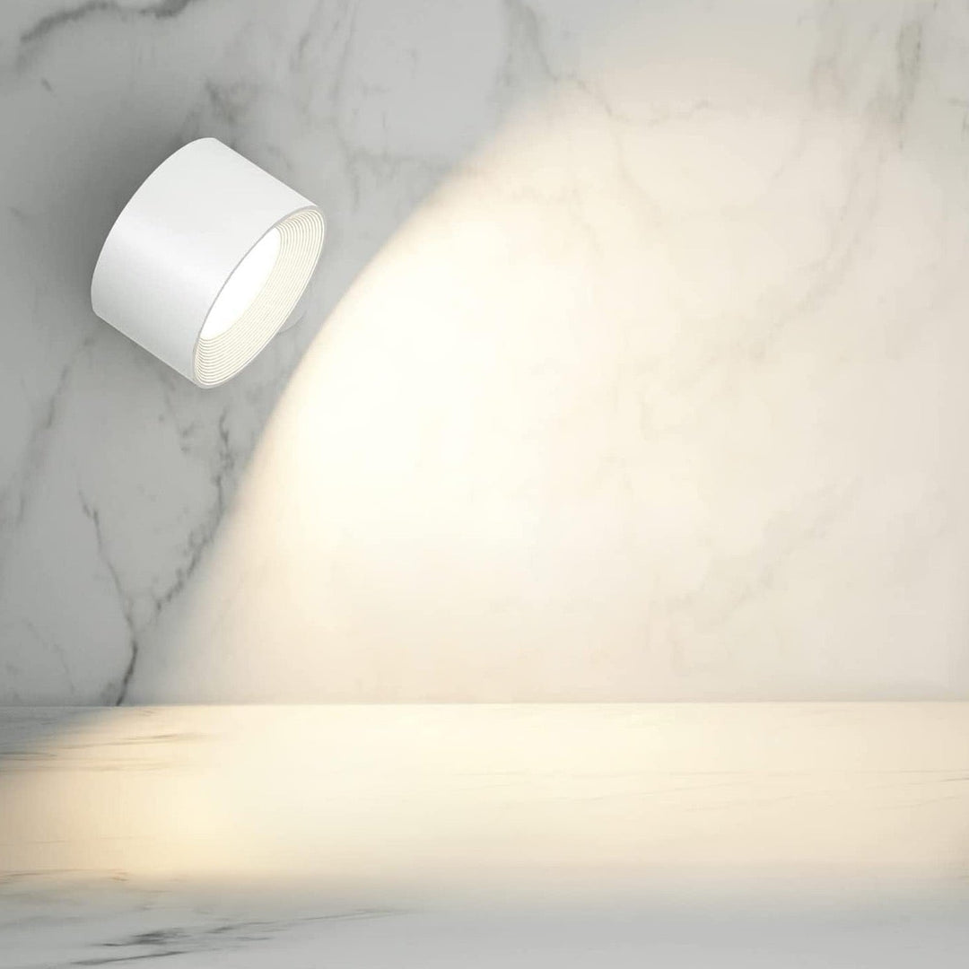 Lampe murale LED sans fil, design moderne minimaliste. Éclairage rotatif 360°, intensité réglable.