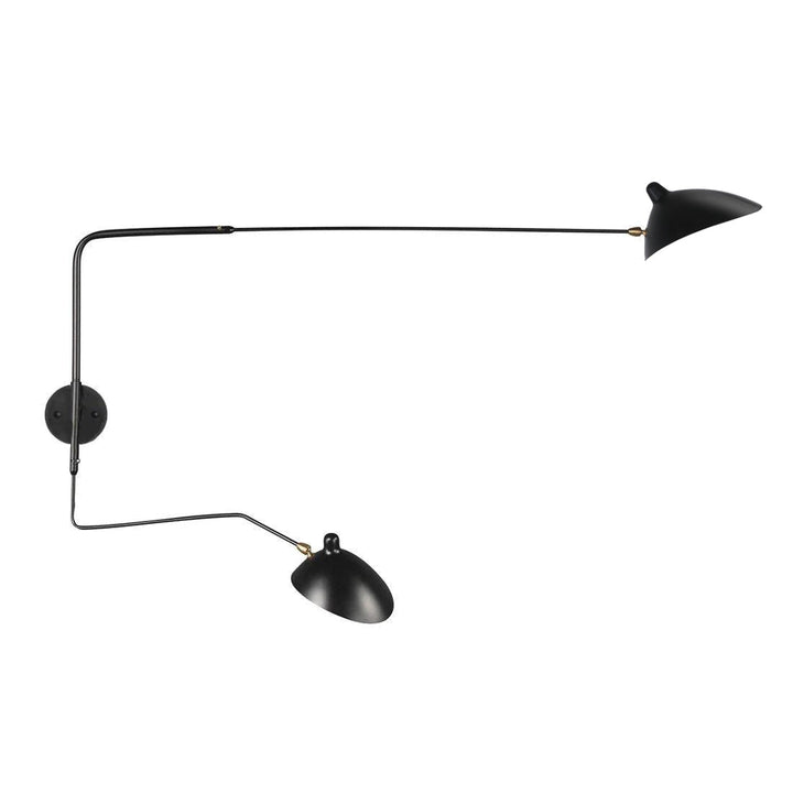 "Lampe murale moderne avec bras orientable, design organique années 50, finition métal noir, idéale pour intérieur épuré."