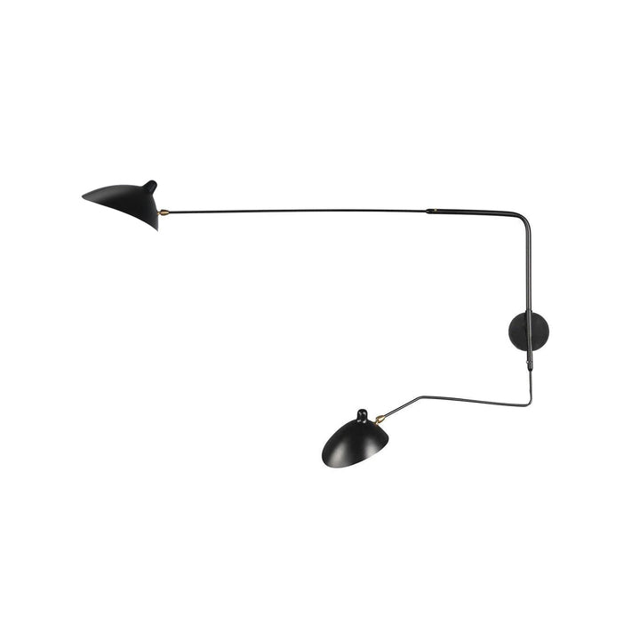 "Lampe murale moderne avec bras orientable, design organique années 50, finition métal noir, idéale pour intérieur épuré."