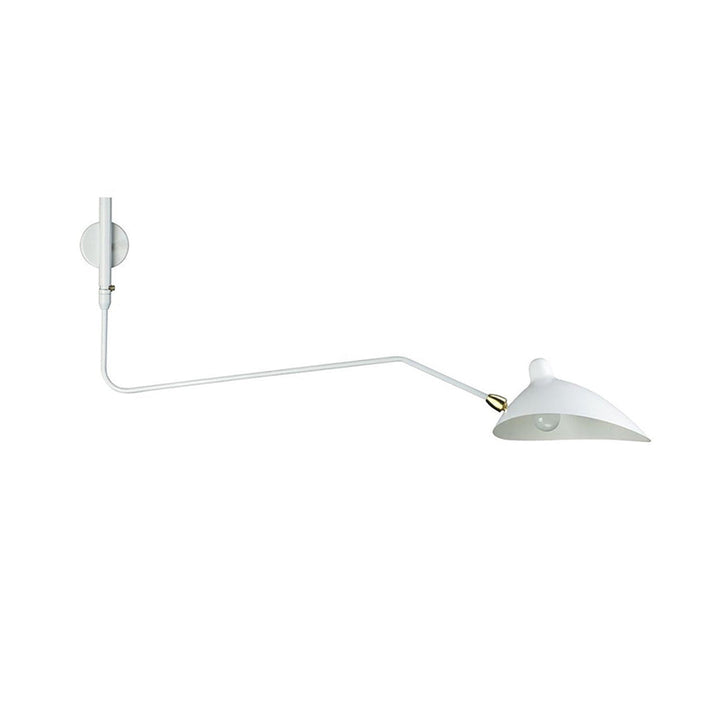 "Lampe murale moderne avec bras orientable, design organique années 50, finition métal noir, idéale pour intérieur épuré."