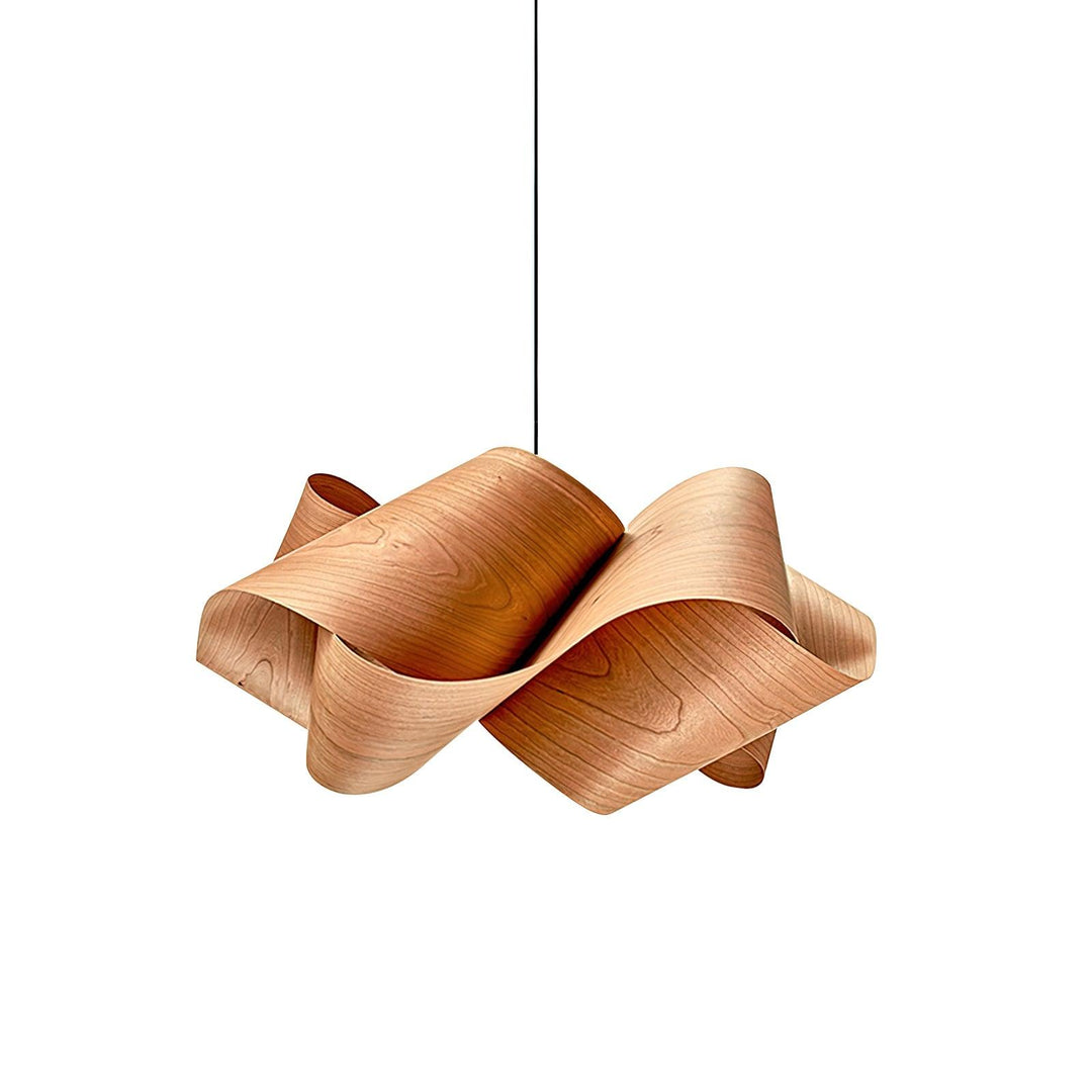 "Lampe pendante bois métal moderne, abat-jour artisanal, lumière douce, design contemporain, déco élégante."