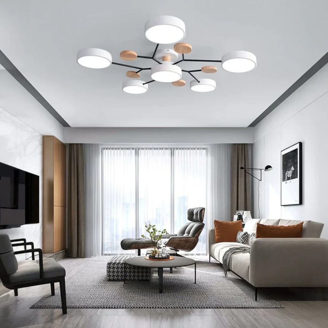 Lampe plafond LED ronde. Décoration contemporaine. Lumière intérieure personnalisable pour un confort optimal.