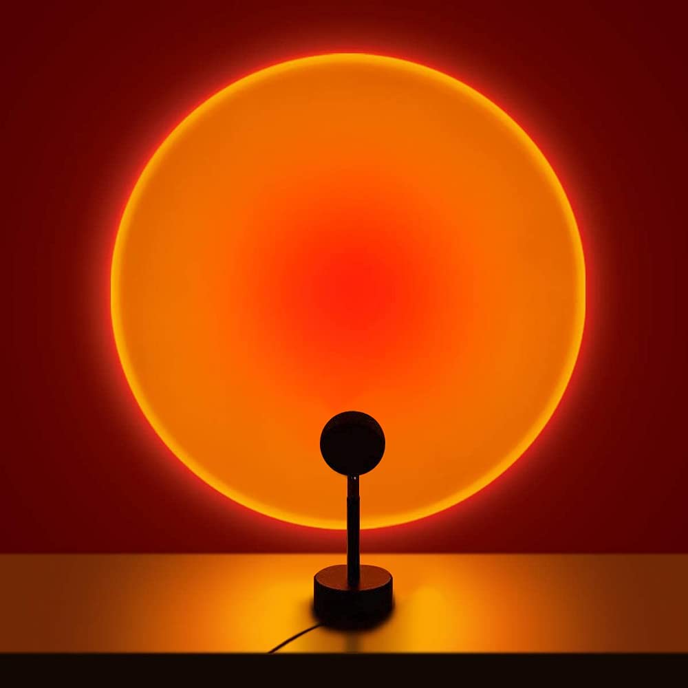 Lampe projecteur coucher soleil, 15 couleurs.  Effet réaliste, design élégant. Idéale pour chambre ou salon.