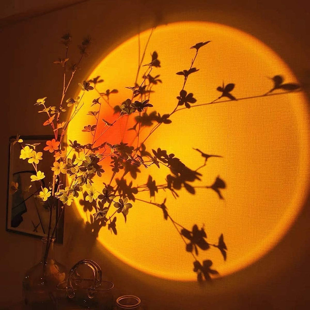 Lampe projecteur coucher soleil, 15 couleurs.  Effet réaliste, design élégant. Idéale pour chambre ou salon.