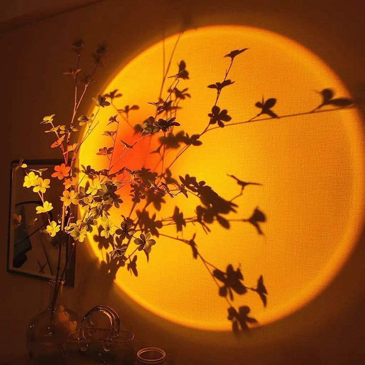 Lampe projecteur coucher soleil, 15 couleurs.  Effet réaliste, design élégant. Idéale pour chambre ou salon.