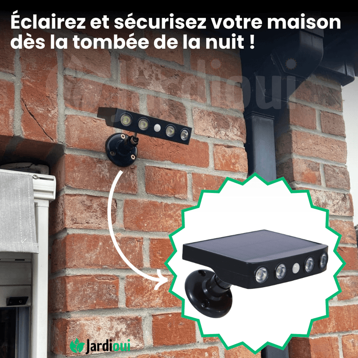 Lampe solaire extérieure puissante, détecteur de mouvement intégré. Éclairage LED performant, design moderne. Installation fa