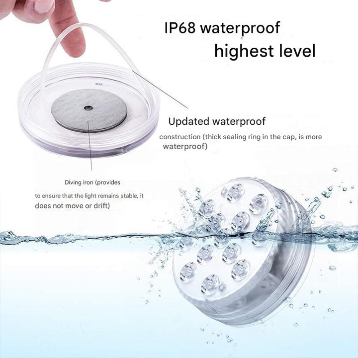Lampe sous-marine LED étanche, multicolore, avec télécommande, éclairage piscine, ambiance magique, IP68, lumière eau.