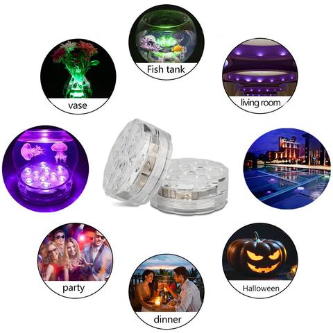 Lampe sous-marine LED étanche, multicolore, avec télécommande, éclairage piscine, ambiance magique, IP68, lumière eau.