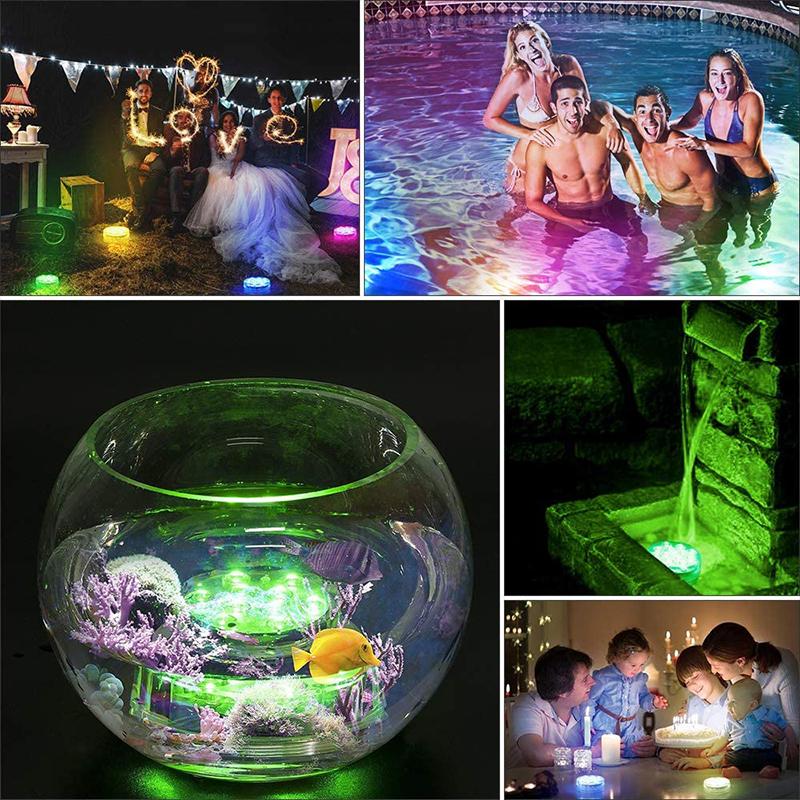 Lampe sous-marine LED étanche, multicolore, avec télécommande, éclairage piscine, ambiance magique, IP68, lumière eau.