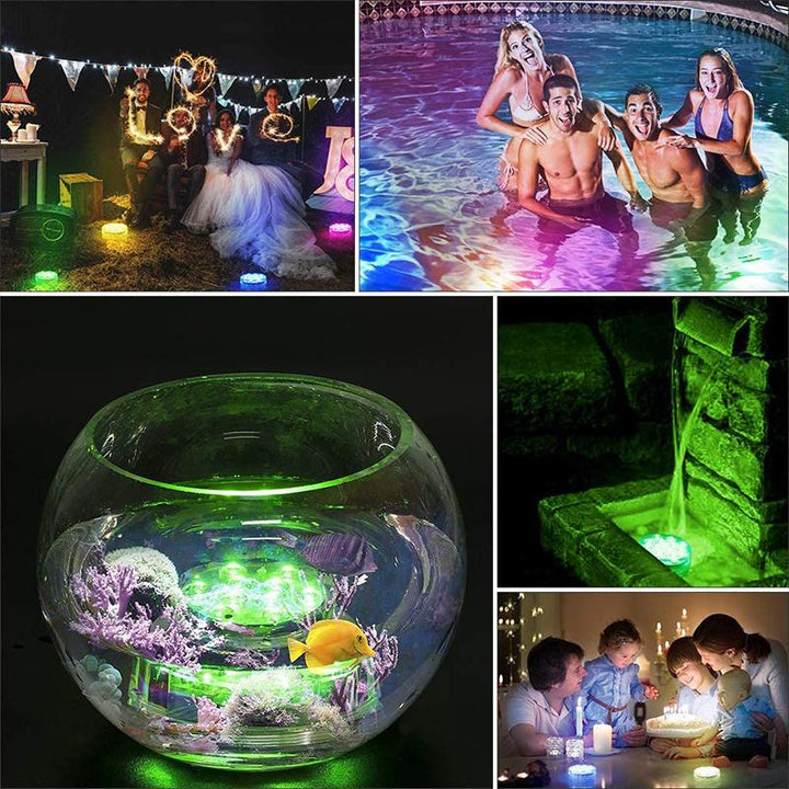 Lampe sous-marine LED étanche, multicolore, avec télécommande, éclairage piscine, ambiance magique, IP68, lumière eau.