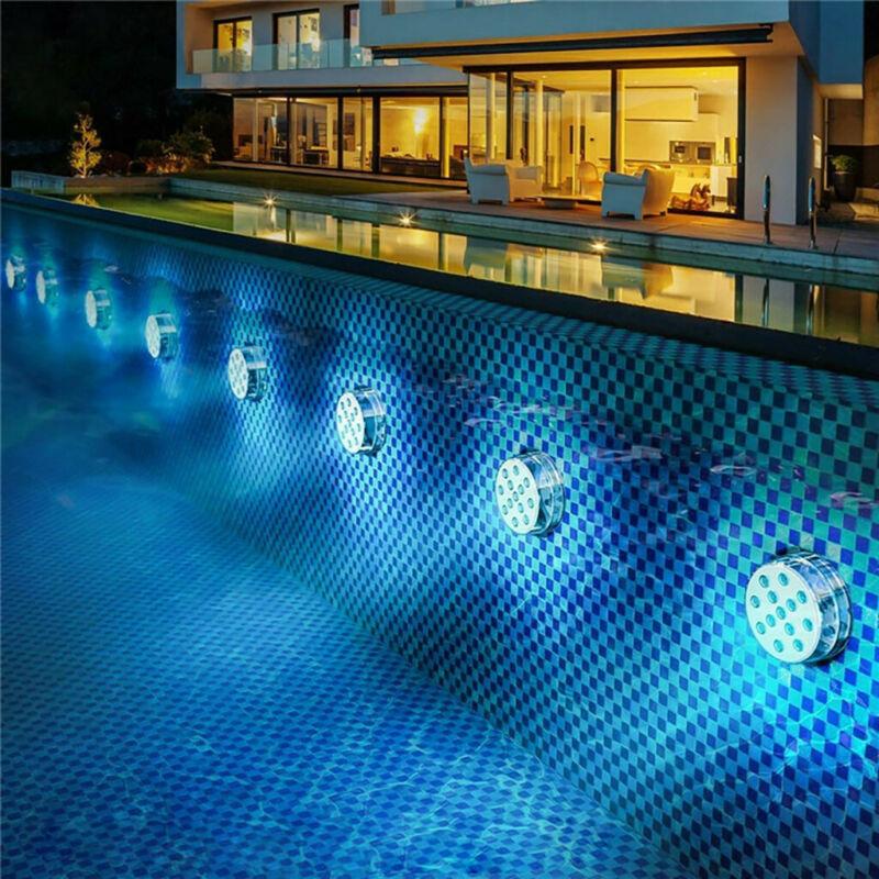 Lampe sous-marine LED étanche, multicolore, avec télécommande, éclairage piscine, ambiance magique, IP68, lumière eau.