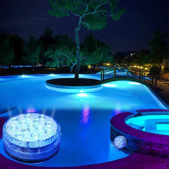 Lampe sous-marine LED étanche, multicolore, avec télécommande, éclairage piscine, ambiance magique, IP68, lumière eau.