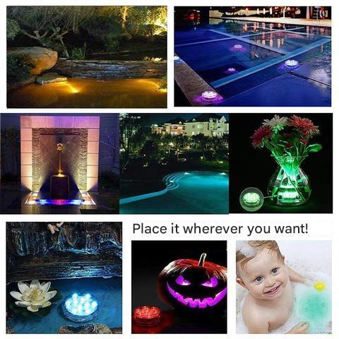 Lampe sous-marine LED étanche, multicolore, avec télécommande, éclairage piscine, ambiance magique, IP68, lumière eau.