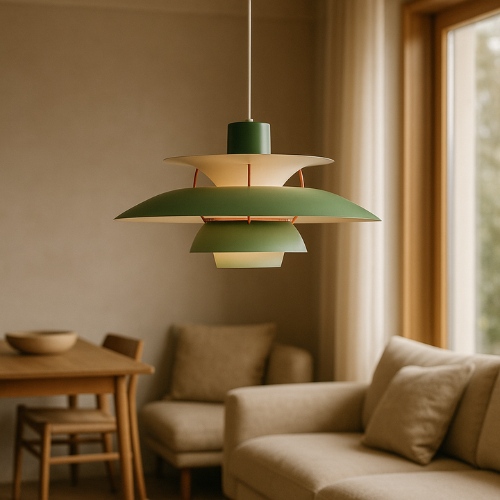Lampe suspension moderne effet soucoupe volante, couleurs variées, design scandinave, éclairage doux et élégant.