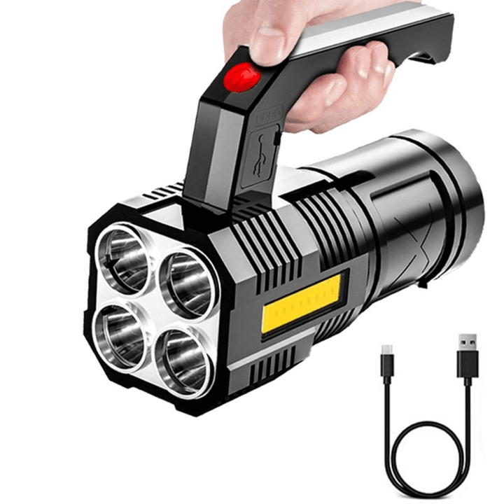 Lampe torche LED rechargeable puissante et étanche.  Lumière intense, idéale pour le camping et les activités extérieures.