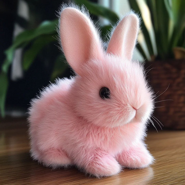 Lapin en peluche interactif pour enfants, doux et réaliste avec mouvements.