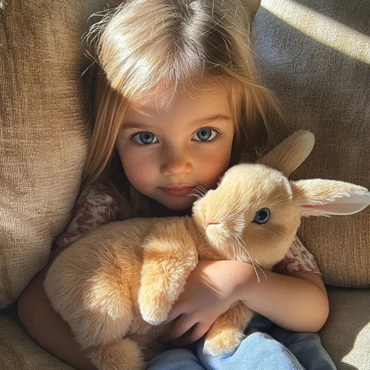 Jouet lapin doux et réaliste, avec mouvements interactifs, idéal cadeau enfant.