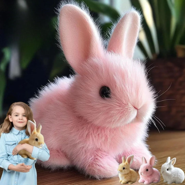Jouet animal en peluche lapin, interactif et réaliste, pour le développement des enfants.