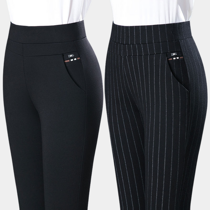 Legging activewear noir femme élégant avec rayures discrètes, parfait pour la mode et le sport.