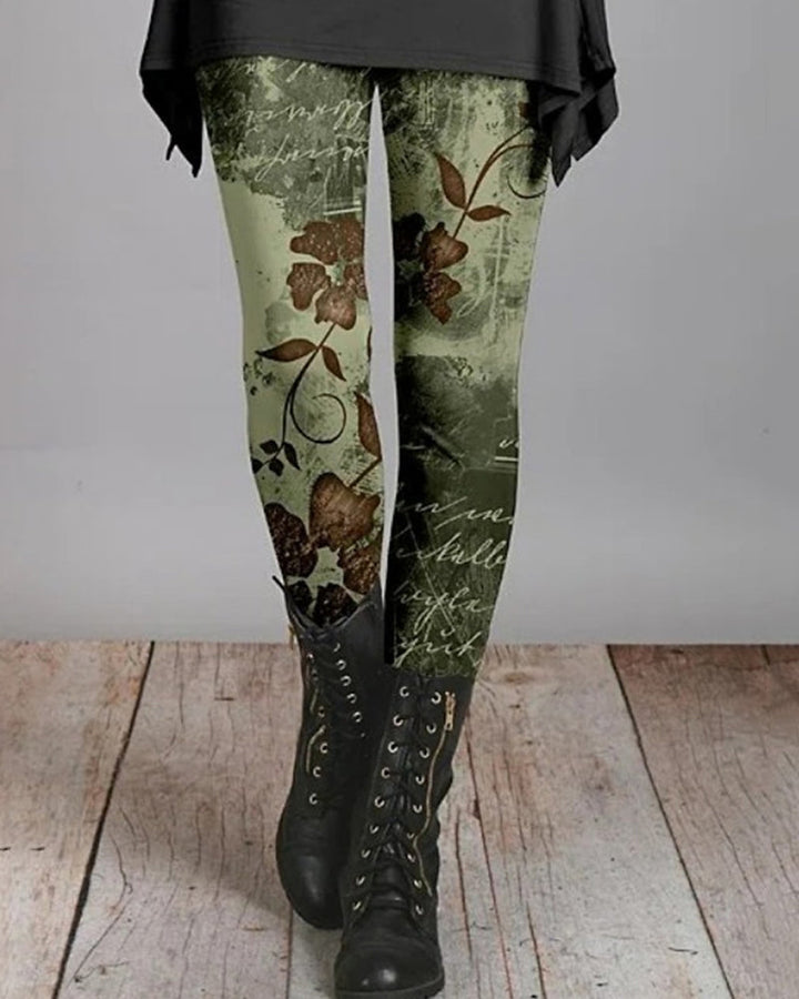 Leggings femmes rétro ethniques avec motifs colorés, parfaits pour un look confortable et mode automne-printemps.