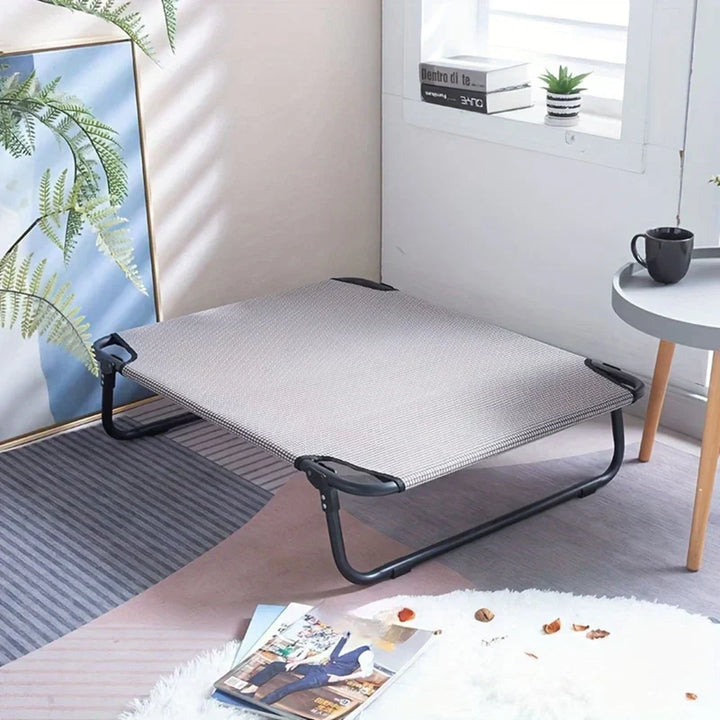 Lit chien pliable, nylon respirant, imperméable, robuste.  Idéal pour intérieur/extérieur.