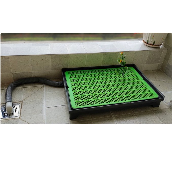 Litière chien grande taille, hygiénique, avec système d'évacuation intégré.  Nettoyage facile et confortable pour votre anima